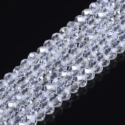 Csiszolt rondell gyöngy 6x5 mm - gyöngyház kristály