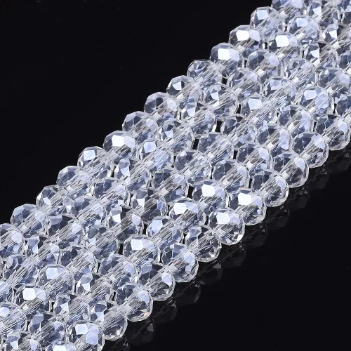 Csiszolt rondell gyöngy 6x5 mm - gyöngyház kristály