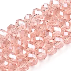 Csiszolt rondell gyöngy 8x6mm gyöngyházas - lazac