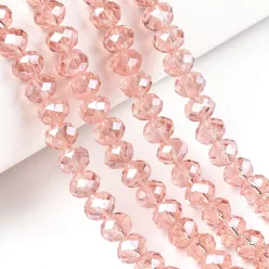 Csiszolt rondell gyöngy 4x3 mm gyöngyházas - lazac
