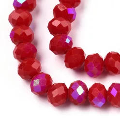 Csiszolt rondell gyöngy 4x3mm - opál piros AB