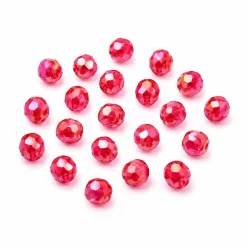  Csiszolt rondell gyöngy 8x6mm gyöngyházas - áttetsző piros