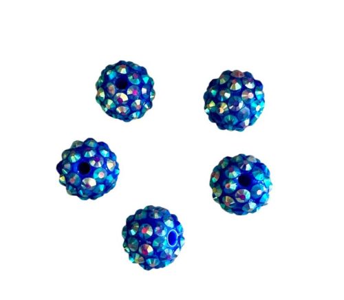 Shamballa strassz gyöngy 5db/cs - kék SHGY1