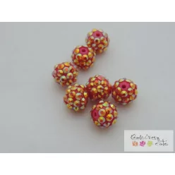   Shamballa strassz gyöngy 5db/cs - sötét rózsaszín SHGY24