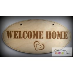   Natúr fa gravírozott ";Welcome home"; felíratú üdvözlőtábla