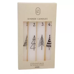   Karácsonyi mintás adventi gyertya – fehér, 16 cm, 4 db/csomag