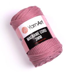 Yarn art macrame cord fonal 3mm 792 fáradt rózsaszín