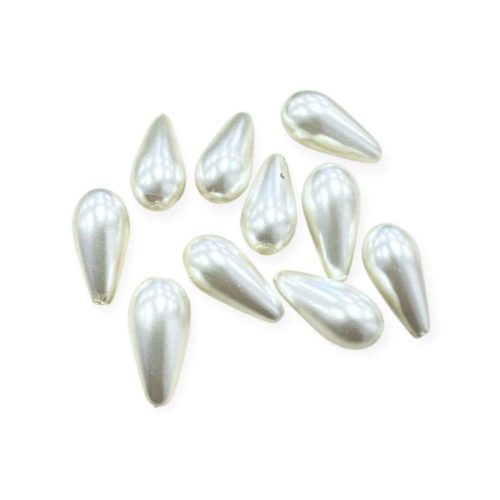 Csepp alakú teklagyöngy 16x8 cm, 10 db/cs - ekrü