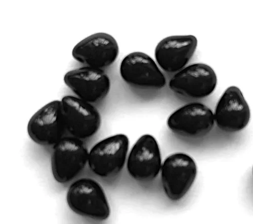 Cseh drop üveggyöngy 15db/cs - jet fekete