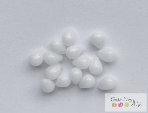 Cseh drop üveggyöngy 15db/cs - fehér