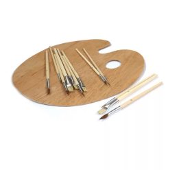 Fa festőpaletta, 25x30 cm 12 db ecsettel