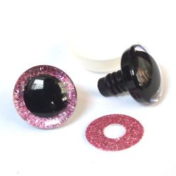   Glitteres, csillogó biztonsági szem 12 mm - rózsaszín 2 db/cs