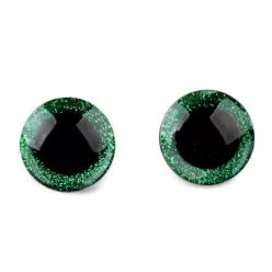 Glitteres, csillogó biztonsági szem 25 mm - zöld 2 db/cs