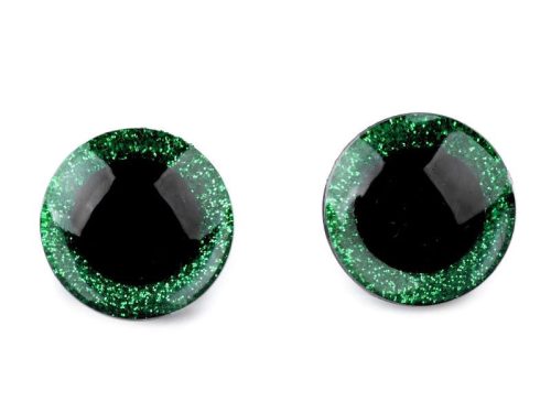 Glitteres, csillogó biztonsági szem 25 mm - zöld 2 db/cs