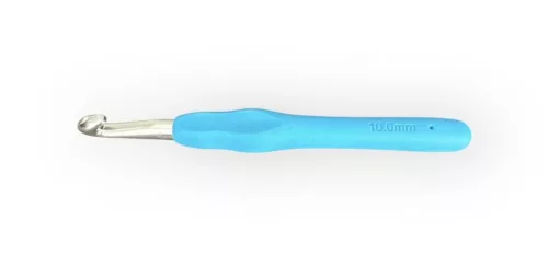 Horgolótű, 10 mm - szilikon nyelű, fém fejű 
