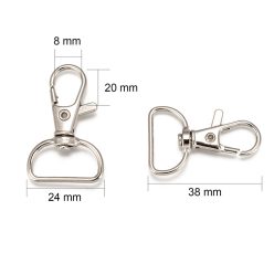   Fém karabiner forgatható 2 cm-es pánthoz - platina szín 2db/cs