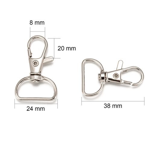 Fém karabiner forgatható 2 cm-es pánthoz - platina szín 2db/cs