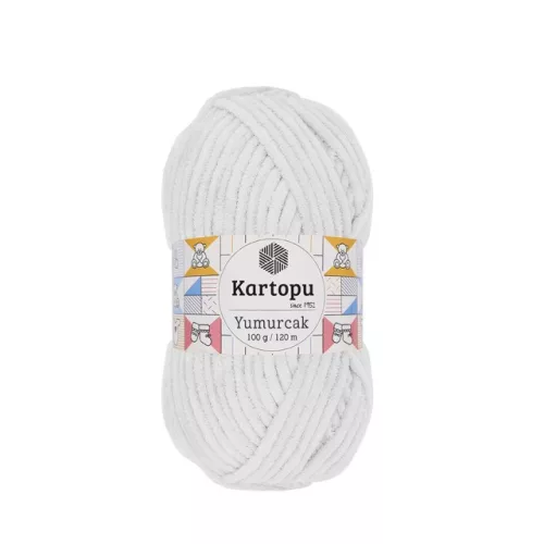 Kartopu Yumurcak zsenília fonal K010 - Fehér