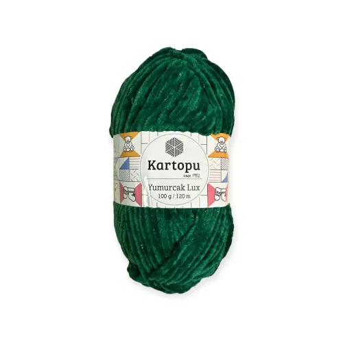 Kartopu Yumurcak zsenília fonal K454-SE - Zöld csillogós