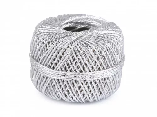 Lurex horgolócérna / csillogó zsinór 1 mm – ezüst, 20 m
