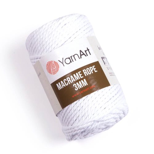 Yarn art 3mm macrame rope kifésülhető fonal 751 fehér