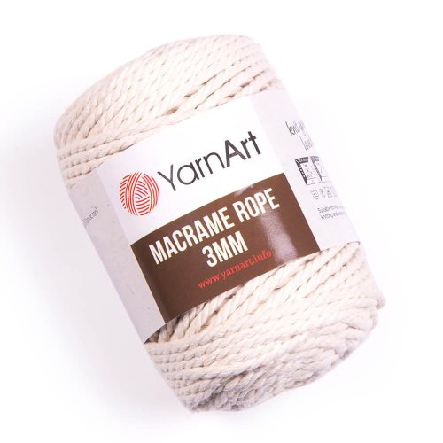 Yarn art 3mm macrame rope kifésülhető fonal 752 tört fehér