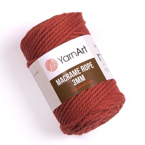 Yarn art 3mm macrame rope kifésülhető fonal 785 rozsdabarna