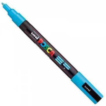 Uni Posca PC-3M filctoll 0,9-1,3 mm hegy - világoskék