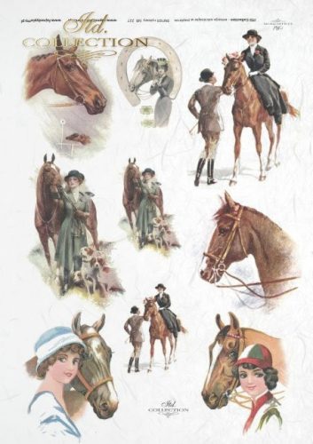 Rizspapír A/4 R0227 - Vintage lovas és lovak