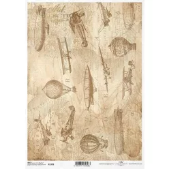 Rizspapír A/4 R1398 - Régi térkép, léghajó