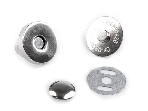 Táskazár, mágneses kapocs, szegeccsel, 18mm - nikkel szín