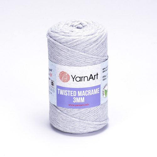 Yarn art twisted 3mm macrame kifésülhető fonal 756 világos szürke
