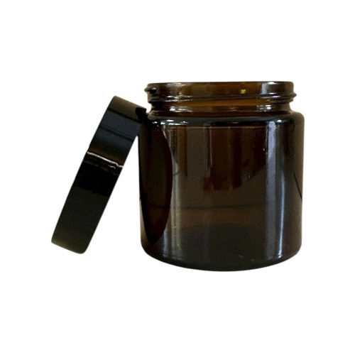 Borostyán barna üveg tégely tetővel 260 ml