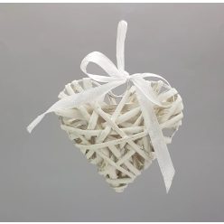 Vessző alap szív alakú 10cm - fehér