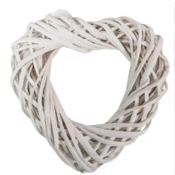 Vessző koszorú alap szív alakú 20cm - fehér