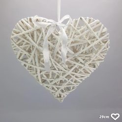 Vessző alap szív alakú 29 cm - fehér