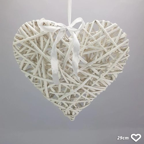 Vessző alap szív alakú 29 cm - fehér