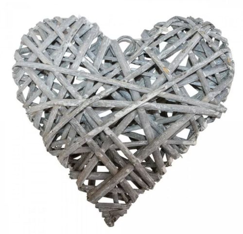 Vessző alap szív alakú 20cm - szürke